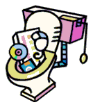 イラスト：トイレにものを流さないで